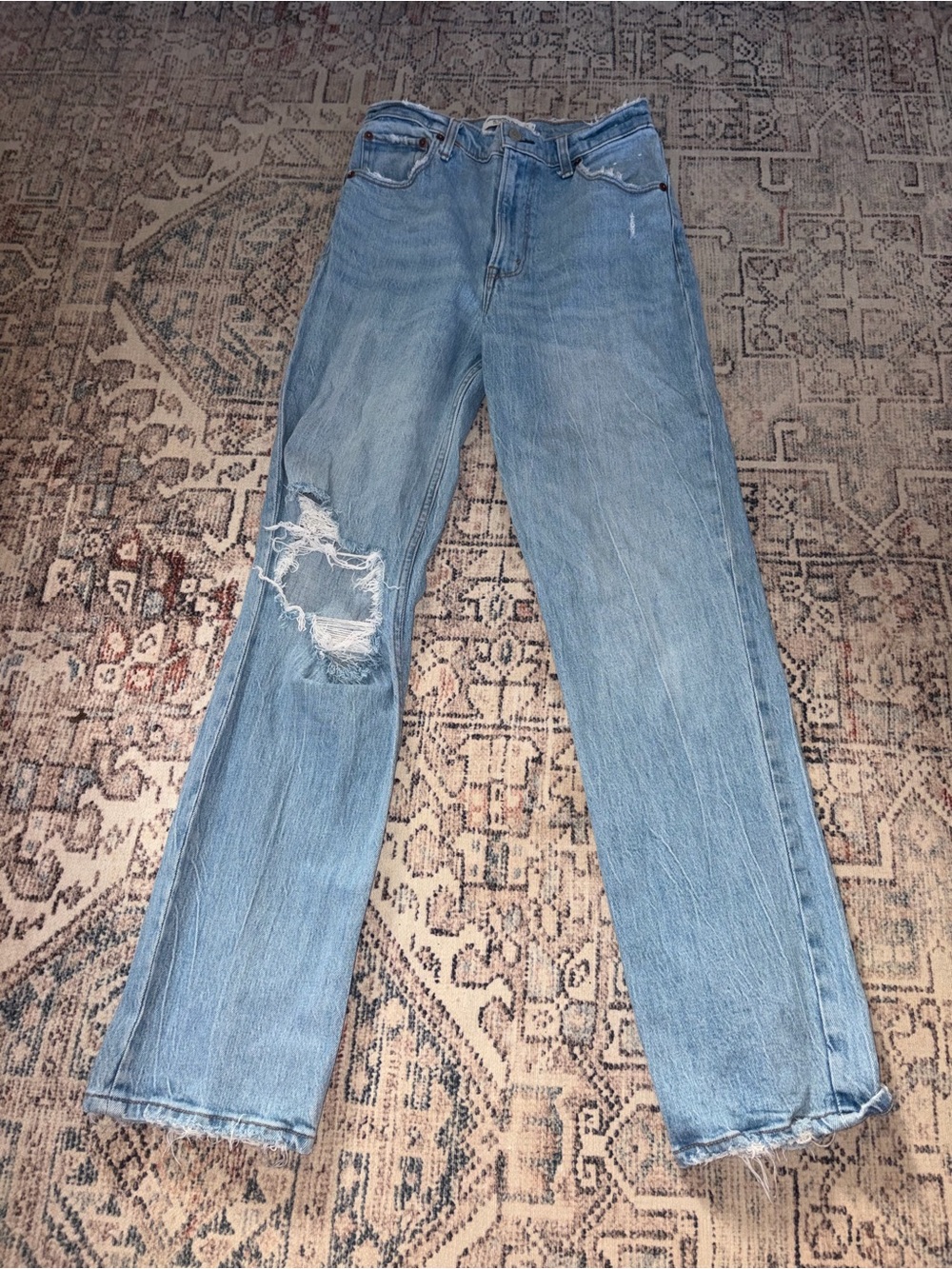 Abercrombie & Fitch Light Blue High Rise Straight Jeans